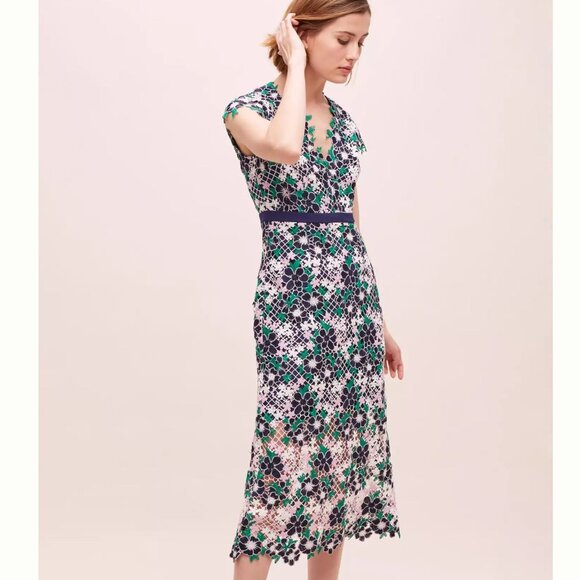 Anthropologie Dresses & Skirts - Foxiedox Anthropologie Lace Floral Dress Maryem Midi Small
